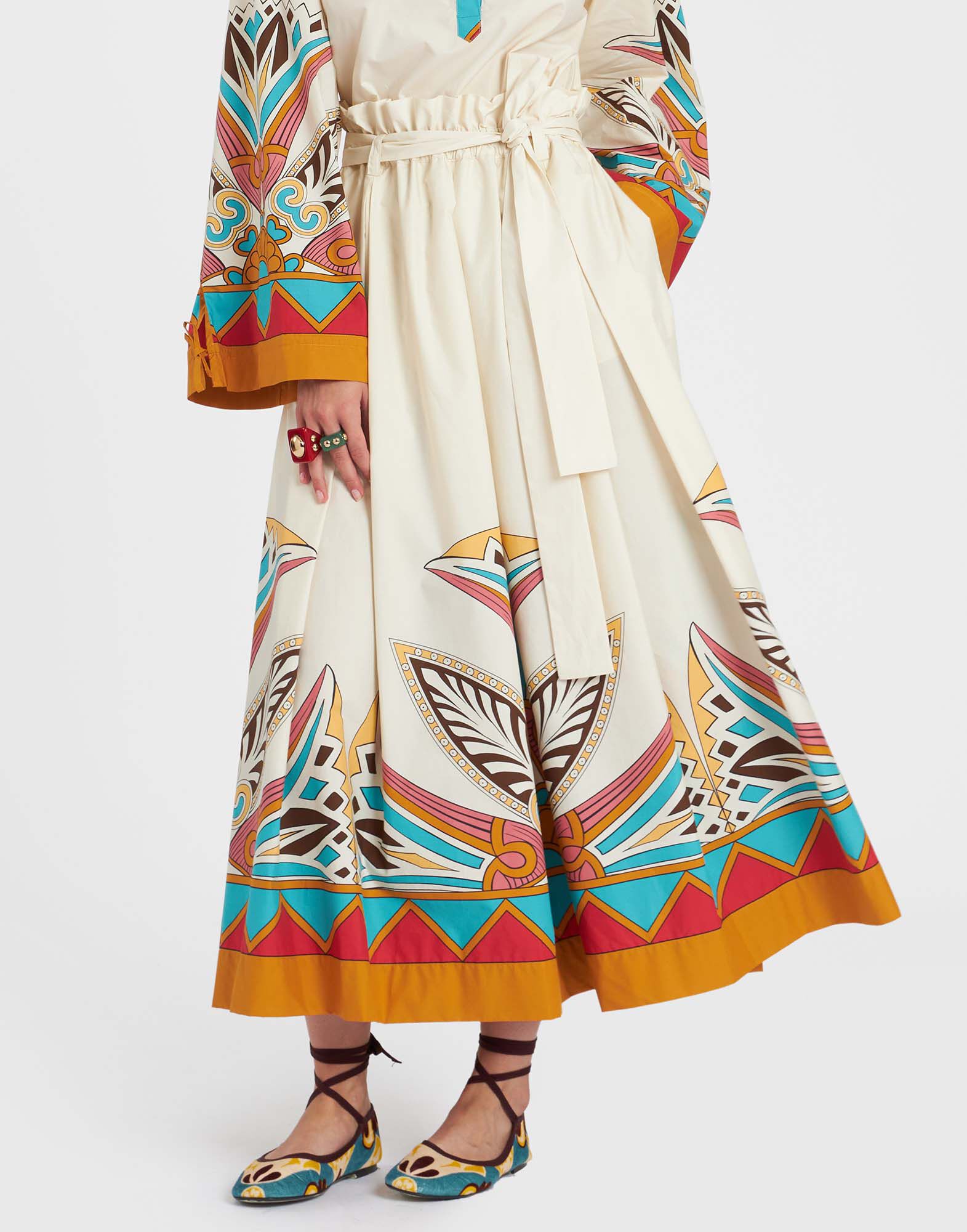 La DoubleJ Sardegna Skirt Lotus Plac&eacute;e Turquoise SKI0044COT015LOT01BU08