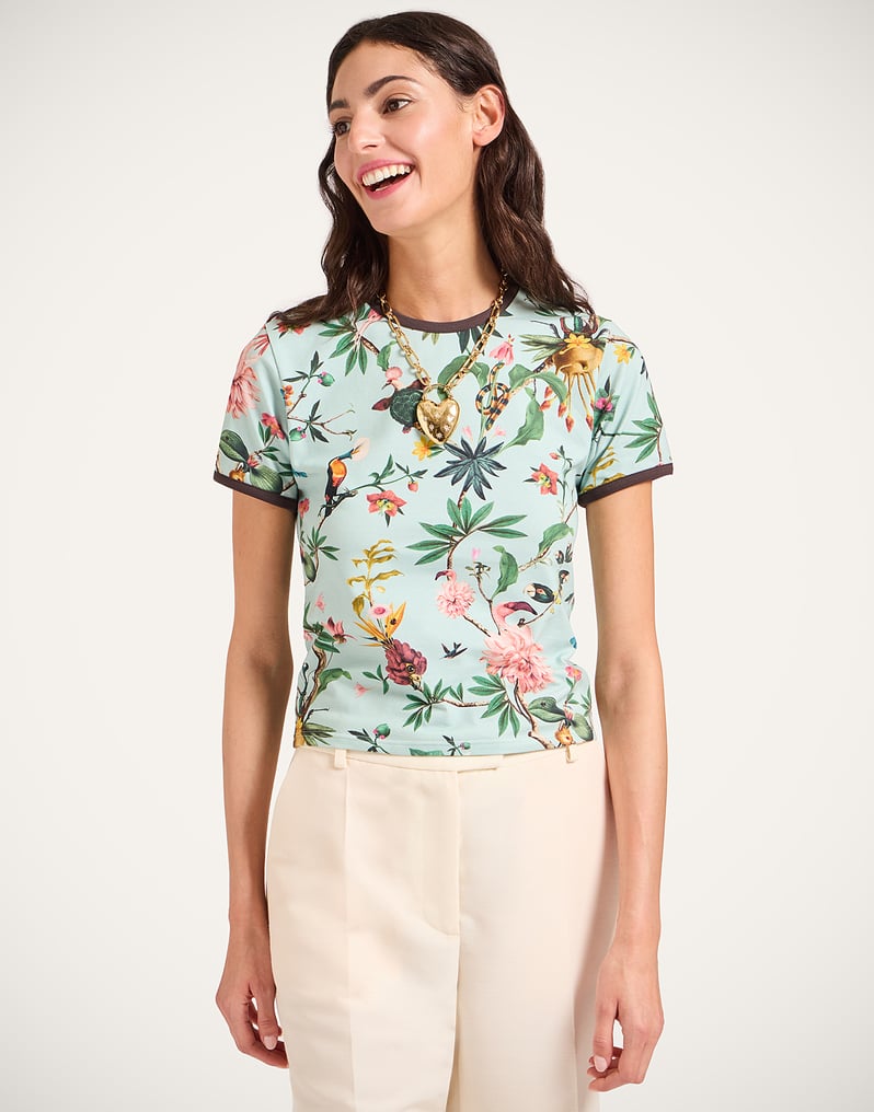 La DoubleJ The Cu-Tee Crop La DoubleJ The Cu-Tee Crop Zooflora Light Blue TSH0068JER076ZOF02BU01