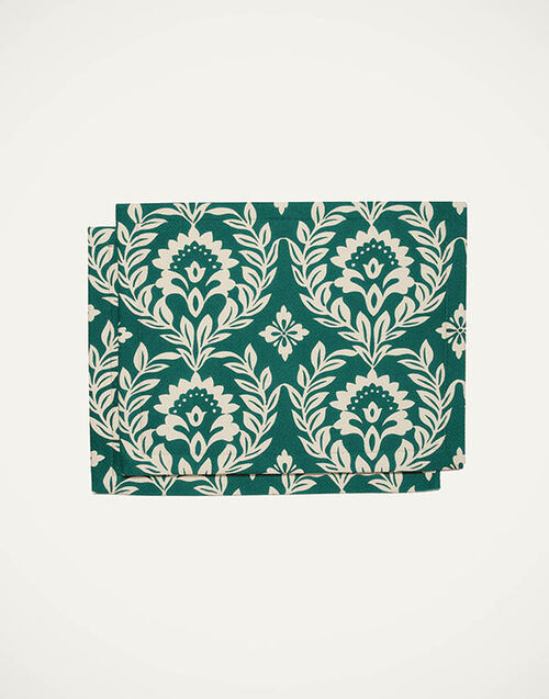 La DoubleJ Herringbone Placemat Set of 2 Green Garland TBM0001COT040GRL0005