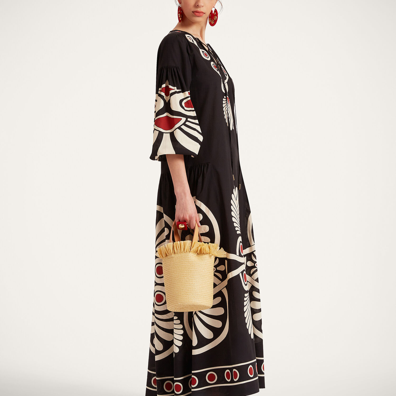 La Doublej Viviana Geometric-print Dress In Medallion Placée Black