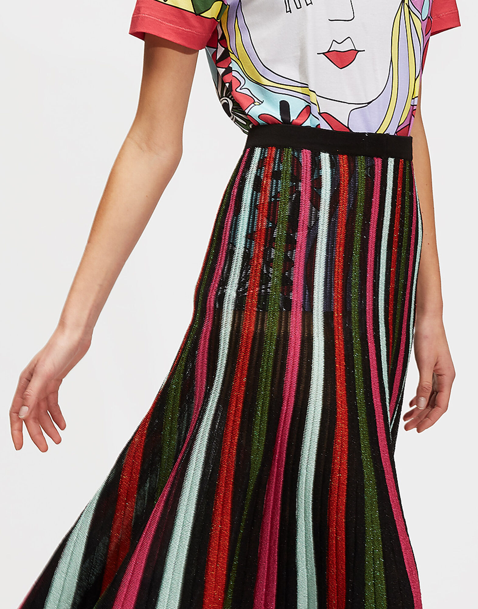 LaDoubleJ Accordion Knit Skirt Multicolor Nero SKI0034KNI019VAR0035