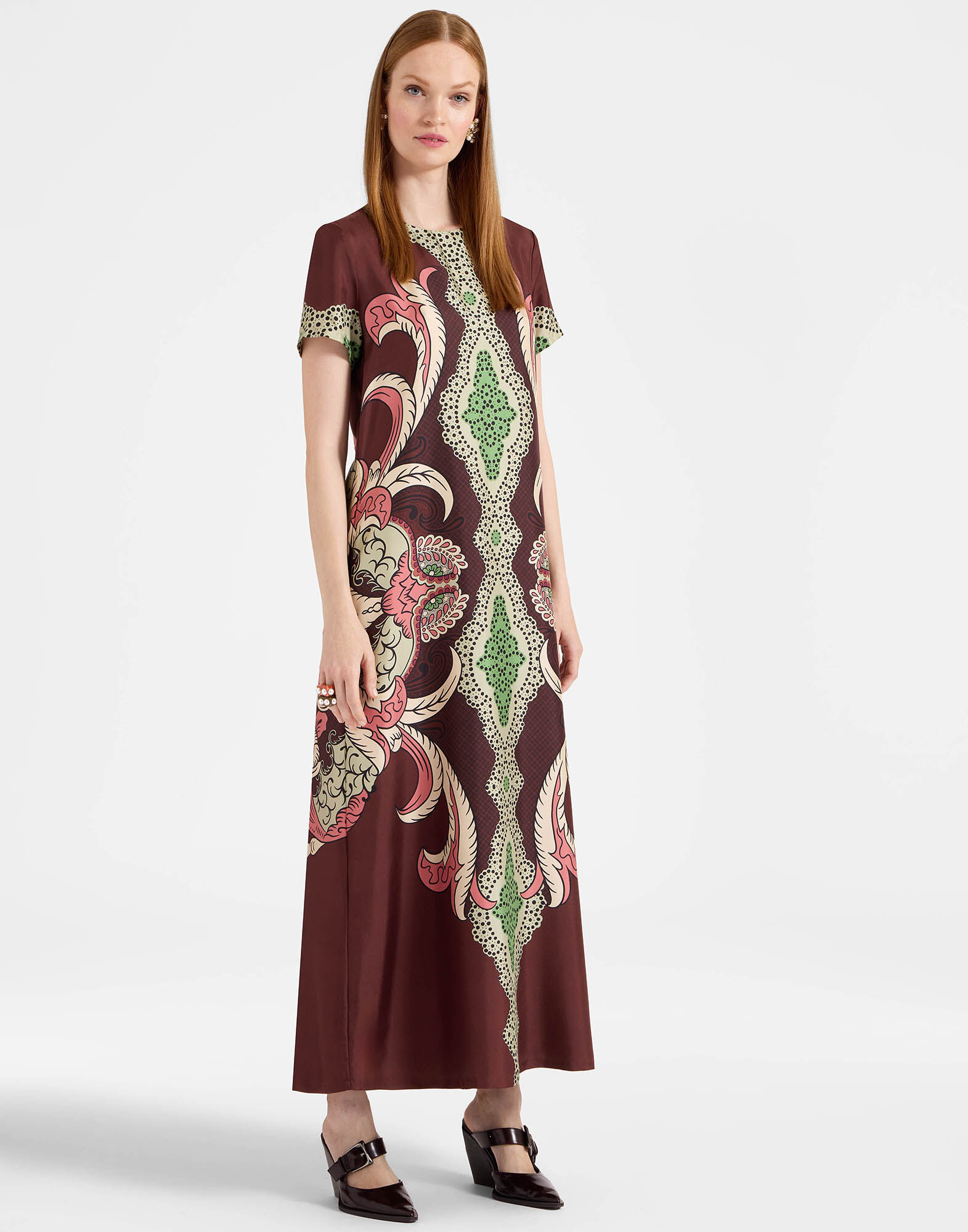 La DoubleJ Swing Dress Portal Plac&eacute;e Brown DRE0128SIL006POR02BR11