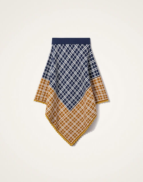 La DoubleJ Check Me Skirt Multicolor Navy Blue & Mustard SKI0191KNI202VA478BU03