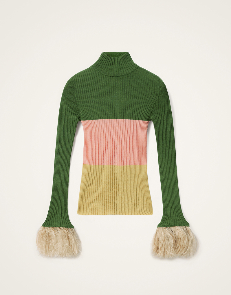 La DoubleJ High Kick Top La DoubleJ High Kick Top Color Block Military Green & Pink PUL0167KNI091VA412GR02