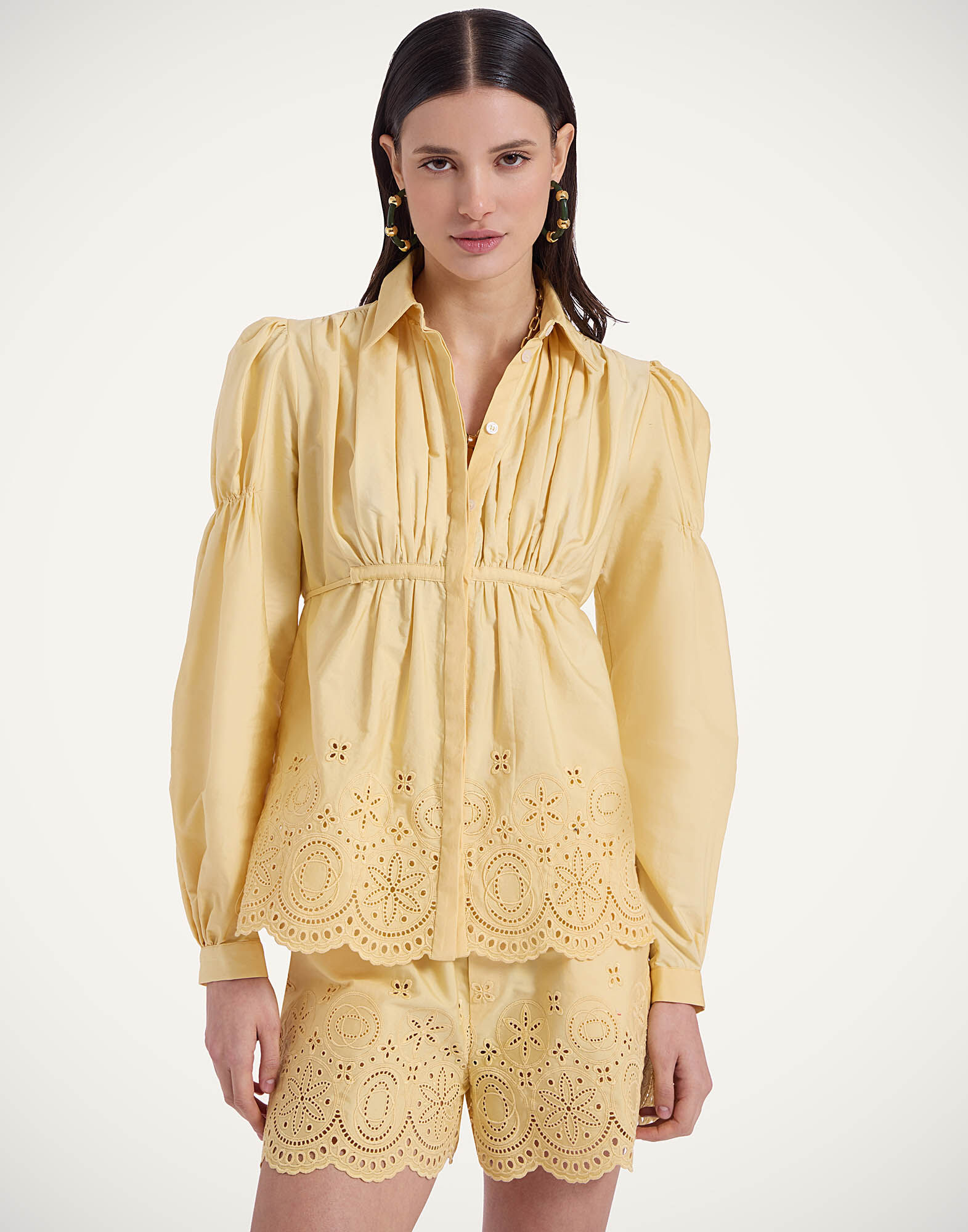 アンサンブル French Lace Blouse Set Up French Lace Cold Shoulder Blouse - B611 (P605 45