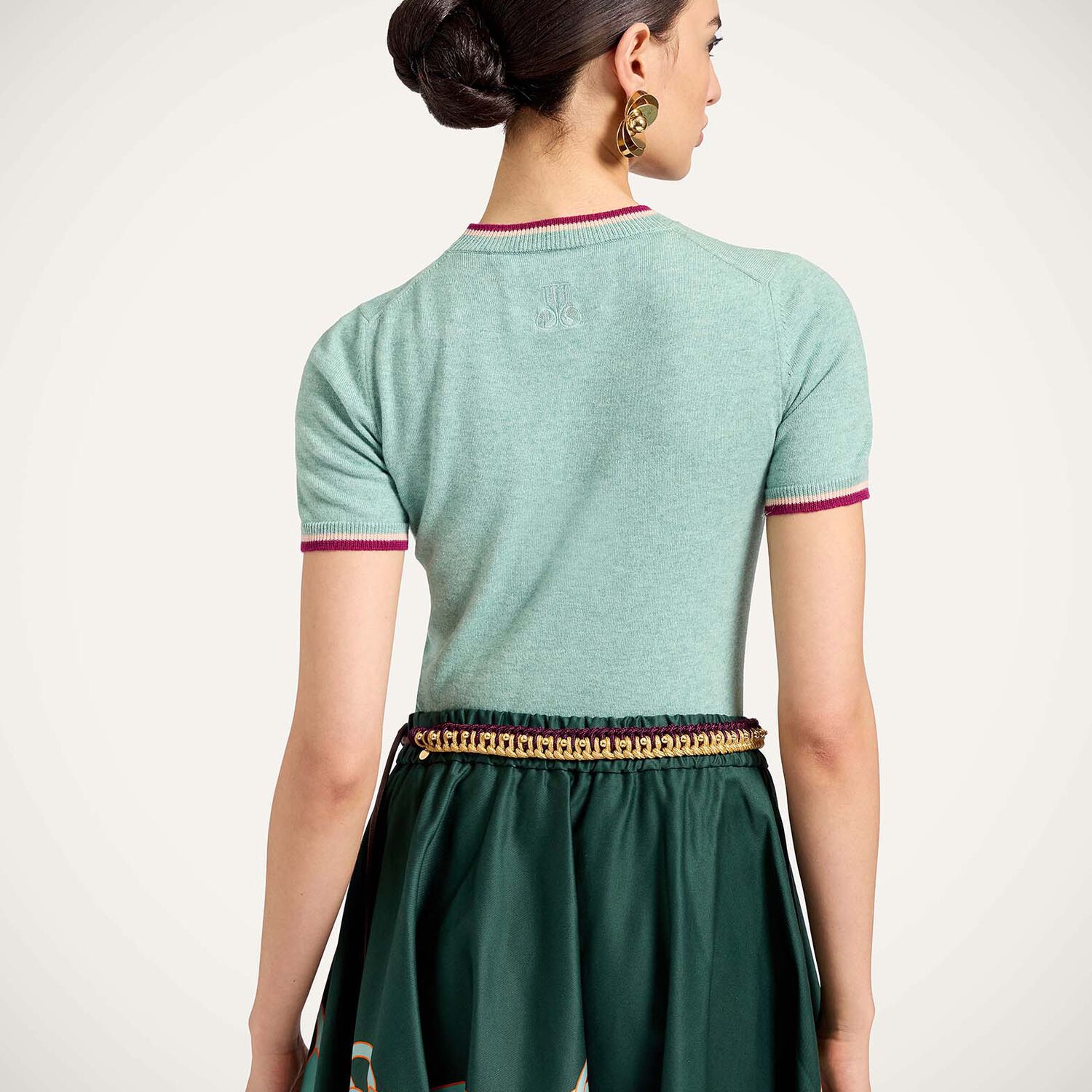  La Doublej Knitwear Women - Busy-bee Tee Solid Turquoise L 85% Cotton 15% Cashmere 
