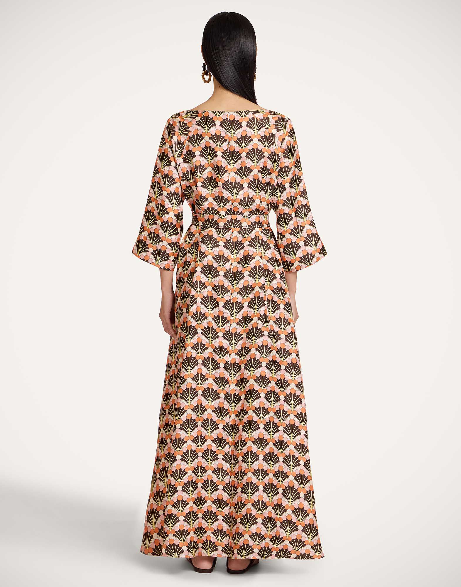 La DoubleJ Muumuu Dress Round Neck Florette Fan Brown DRE0370SIL001FLF02BR02