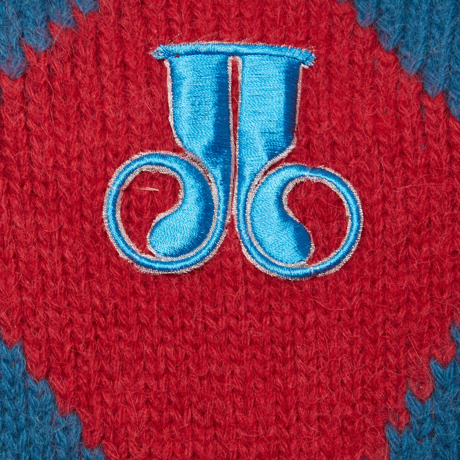 La Doublej Argyle Gilet In Red & Blue