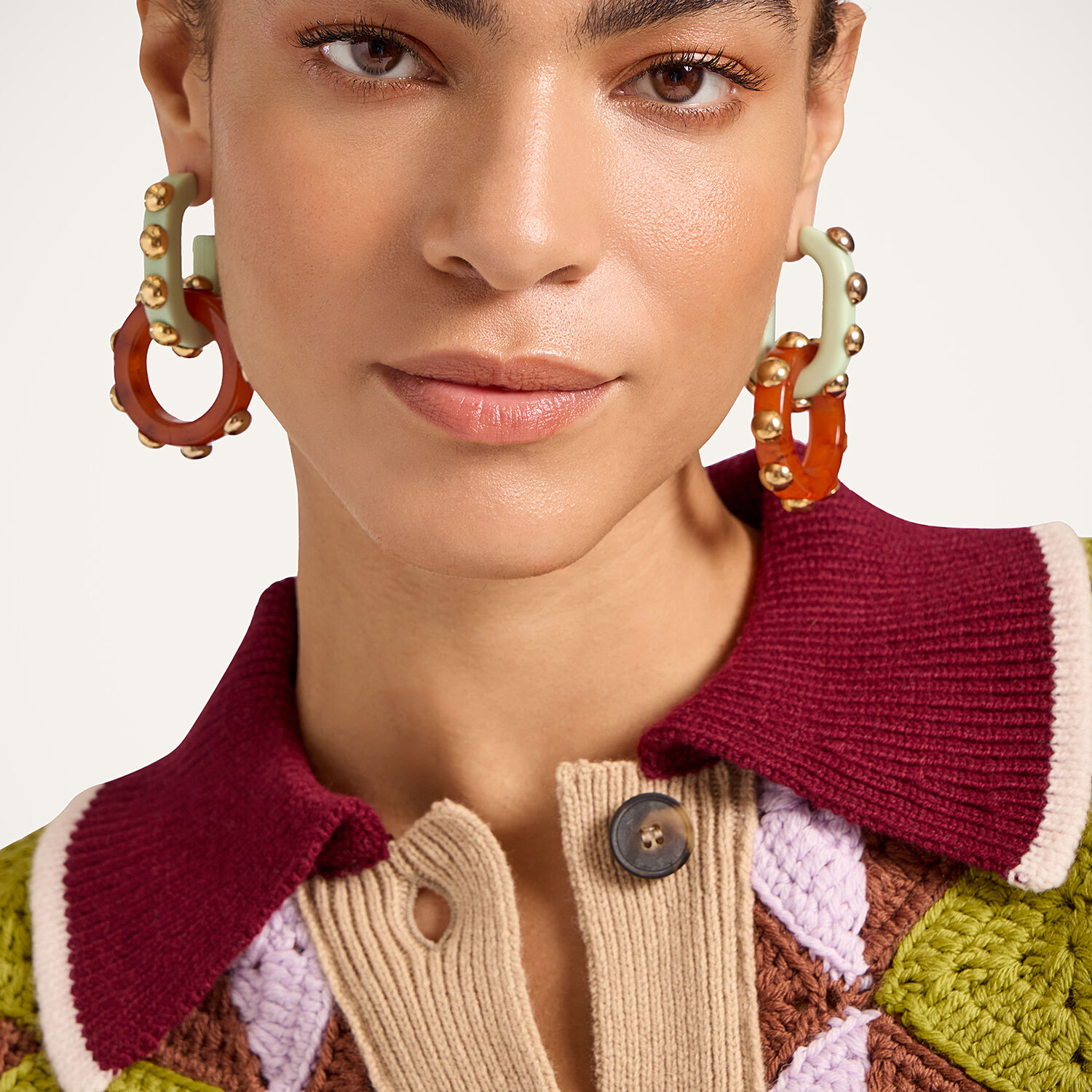 La Doublej Crochet Mini Cardigan In Burgundy