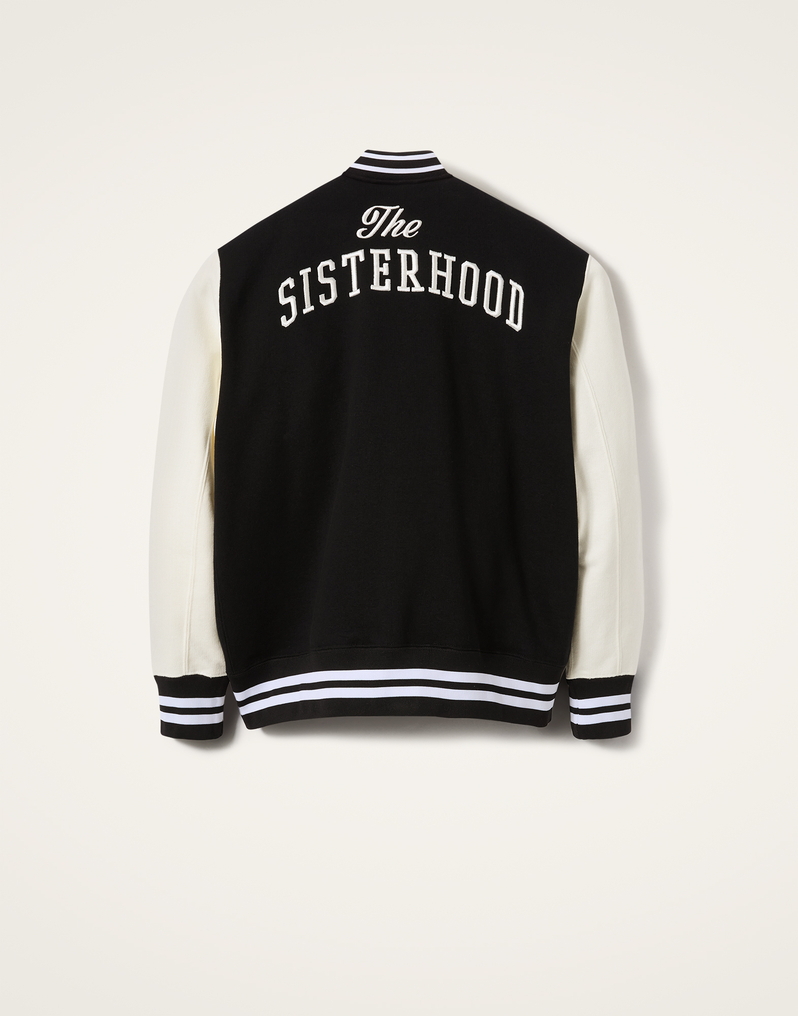 La DoubleJ Embroidered Sisterhood Varsity Bomber La DoubleJ Embroidered Sisterhood Varsity Bomber Solid Black JAC0065JER028SOLIDBL01