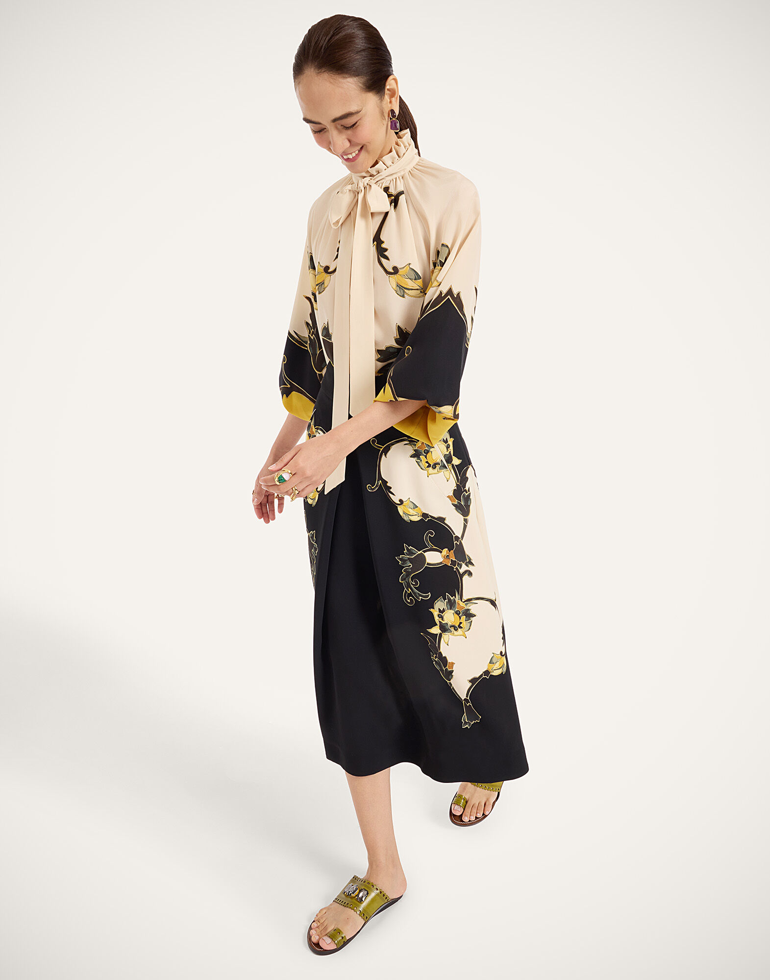 La DoubleJ Santa Monica Skirt Buttercup Plac&eacute;e Black SKI0033VIS006BTC03BL01