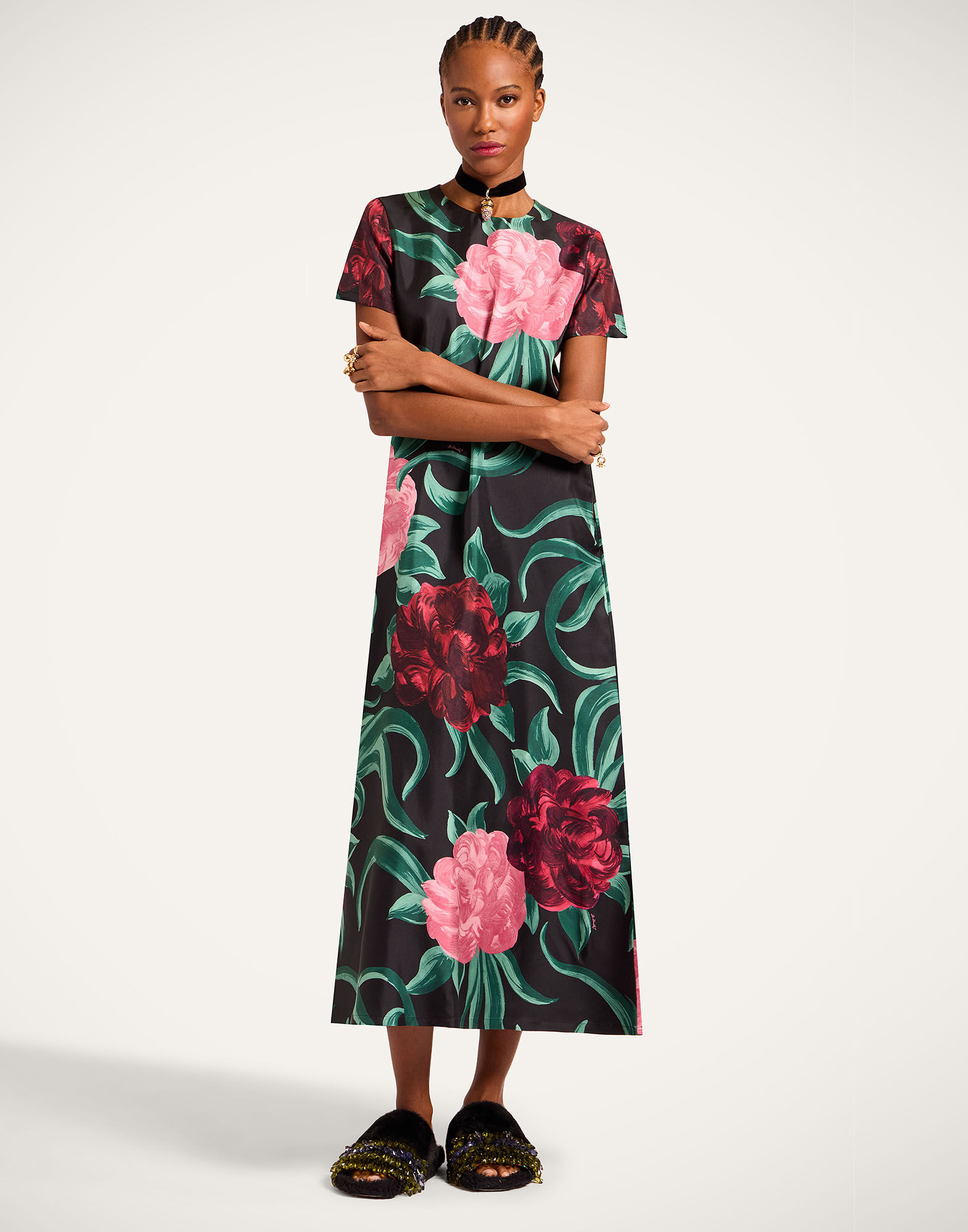 La DoubleJ Swing Dress Peony Black DRE0001SIL001PEO05BL01