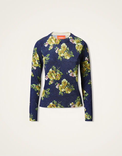 La DoubleJ Silky Crew Neck Riptide Midnight Blue PUL0305KNI172RIP01BU04