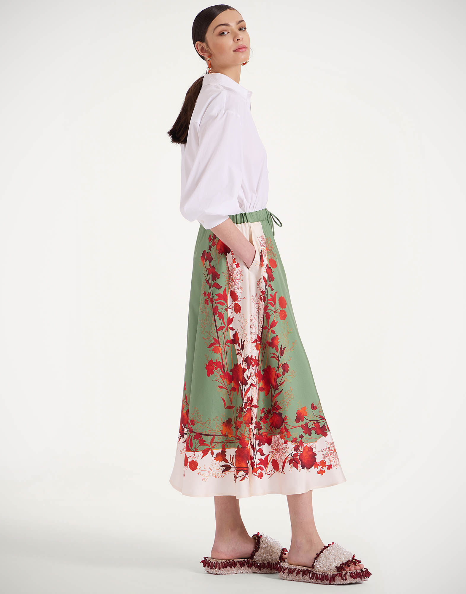 La DoubleJ Drawstring Skirt Woodland Plac&eacute;e Camouflage SKI0106SIL006WOD01GR08