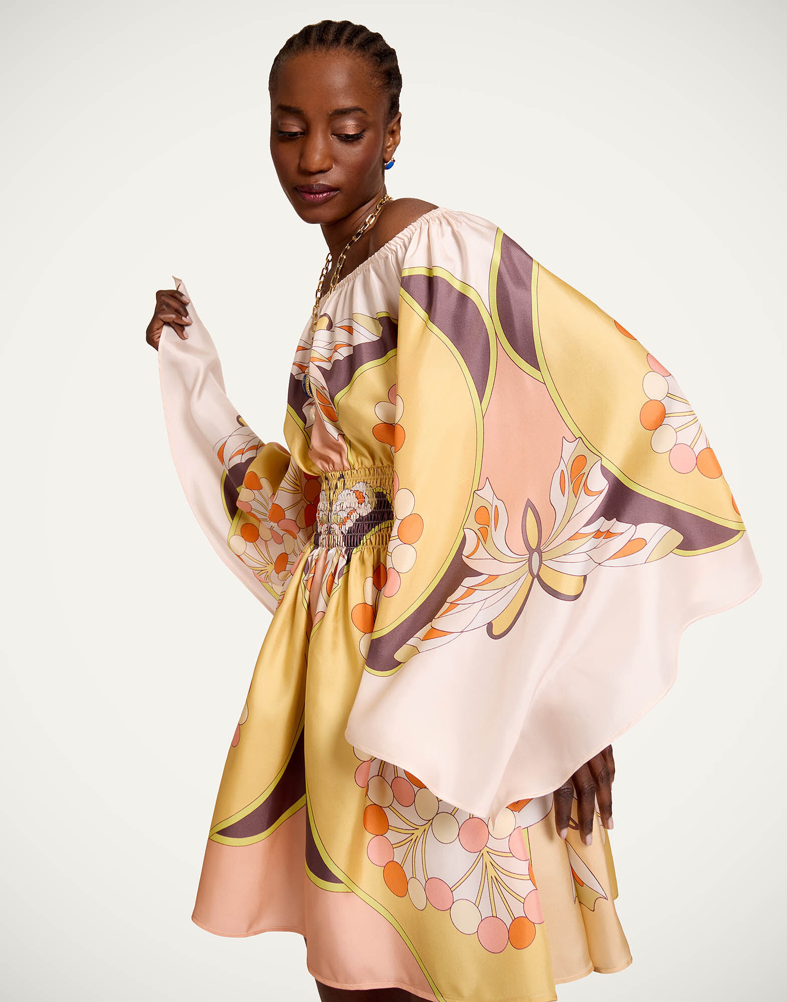 La DoubleJ Sienna Mini Dress Florette Plac&eacute;e Pale Pink DRE1021SIL029FLO08PI02