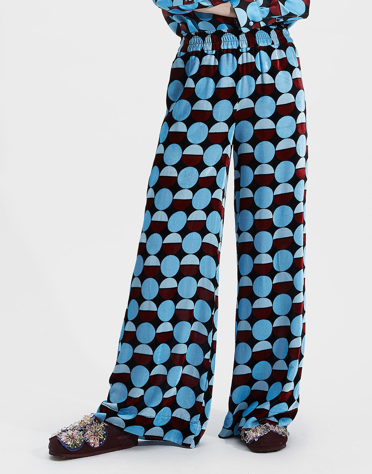 LaDoubleJ Palazzo Pants Sfere Azzurro TRO0003VEL004SFE0003