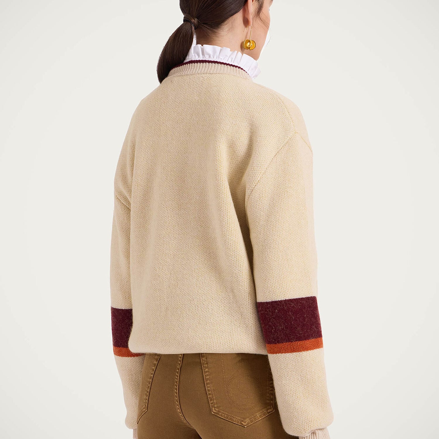  La Doublej Knitwear Women - Joy Sweater Color Block Beige & Yellow L 65% Wool 18% Mohair 11% Polyamide 6% Cashmere 