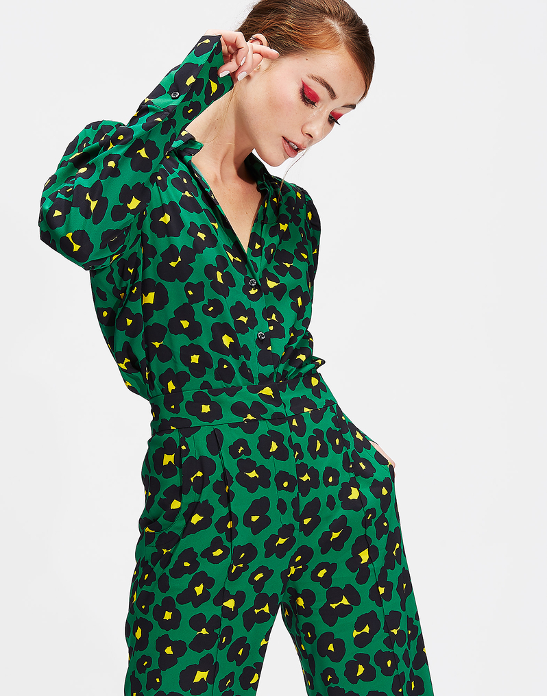 LaDoubleJ Viola Blouse LaDoubleJ Viola Blouse Flower Leopard Verde SHI0038VIS001FLL0002