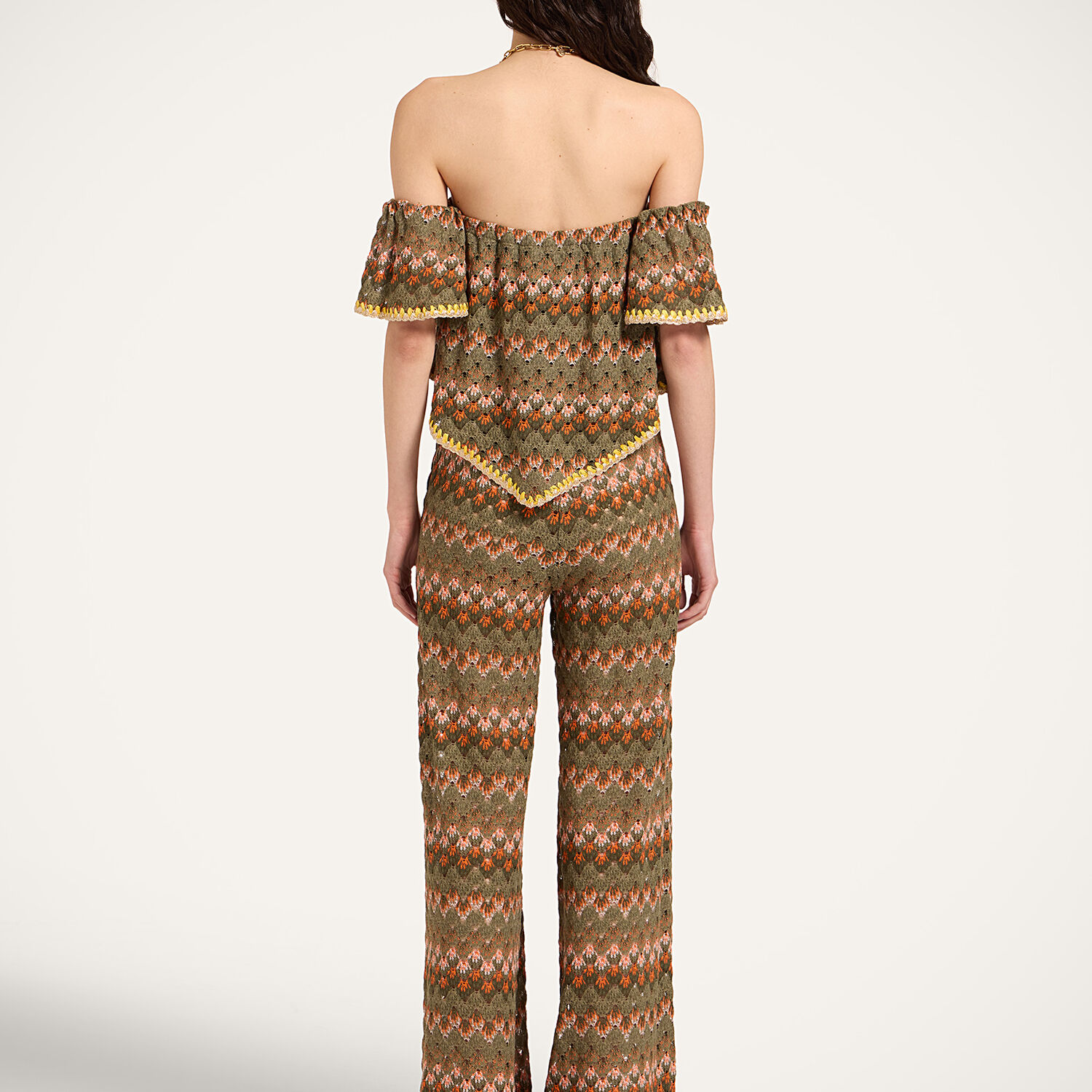  La Doublej Shorts & Pants Women - Palazzo Pants Multicolor Green & Orange L 50% Cotton 50% Polyester 