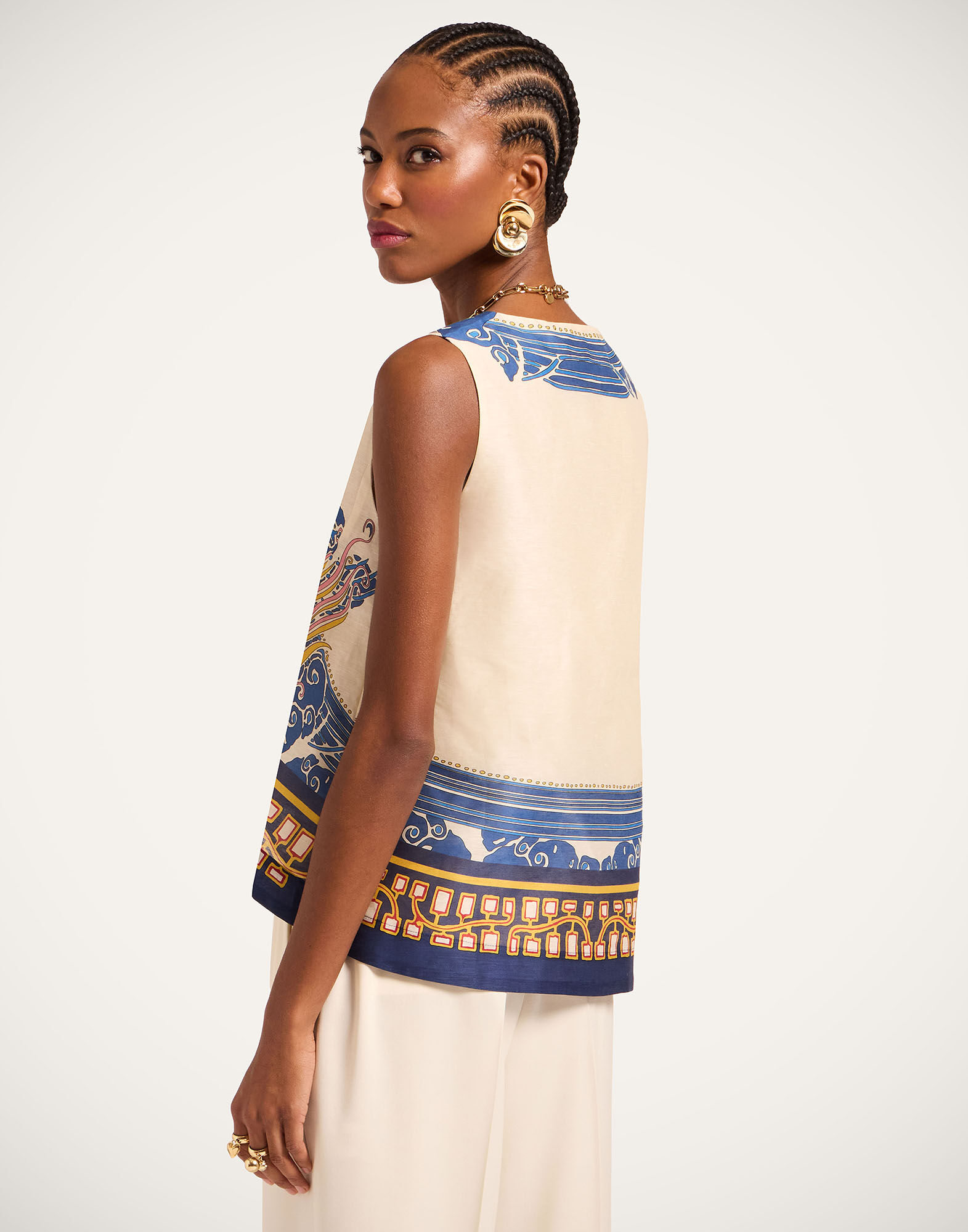 La DoubleJ V-Neck Scala Top Lemuria Plac&eacute;e Blue TOP0167LIN010LEM02BU03