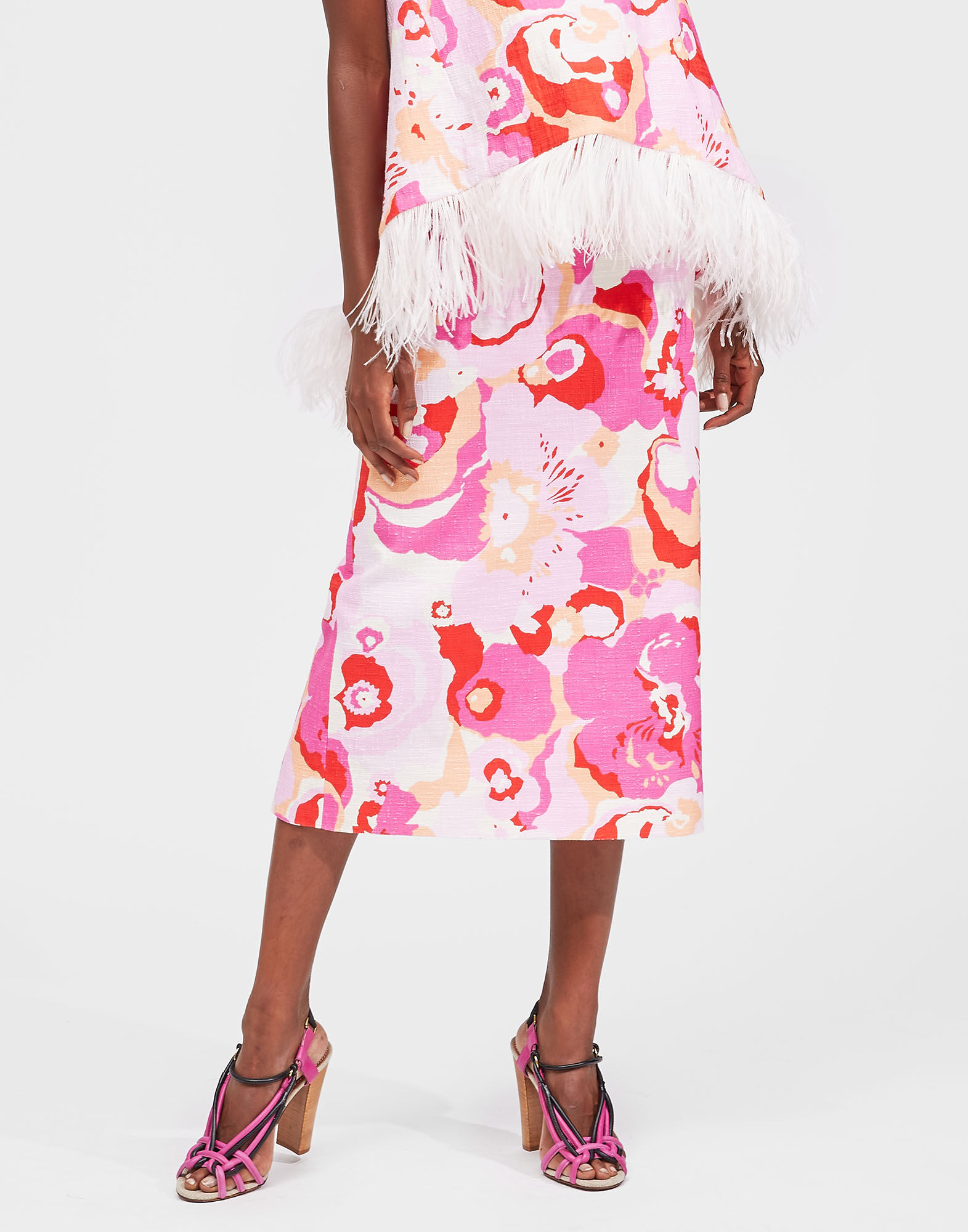 LaDoubleJ Pencil Skirt Peonia Rosa SKI0011COT005PEO0002