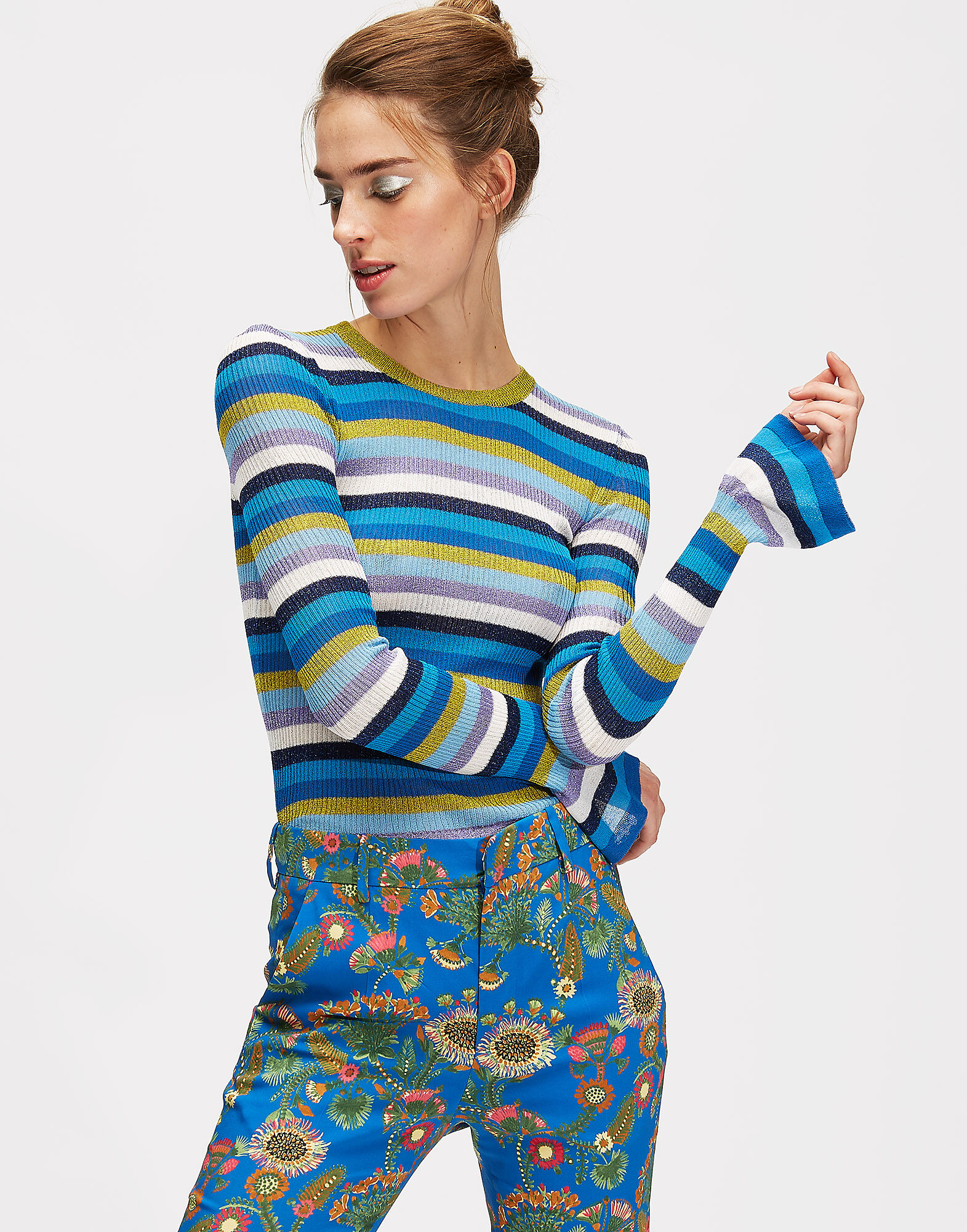 LaDoubleJ Flute Knit Top Multicolor Blu PUL0023KNI018VAR0034