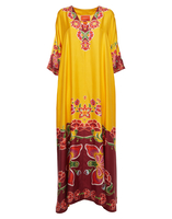 La DoubleJ Muumuu Dress &#40;Plac&eacute;e&#41; Folk Flowers Giallo Plac&eacute;e DRE0225SIL006FFL0001