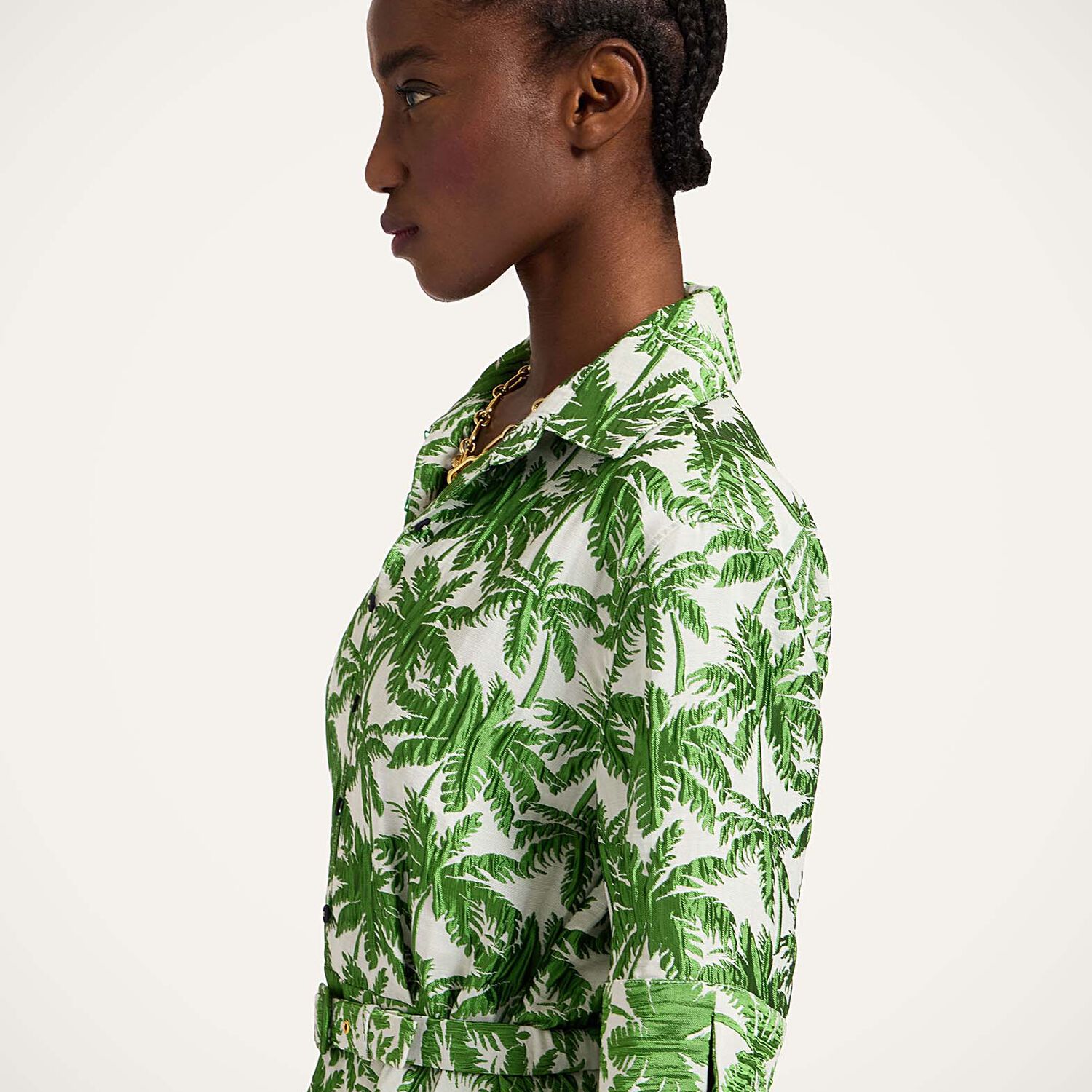 La Doublej San Pietro Palm-print Ruffled Mini Dress
