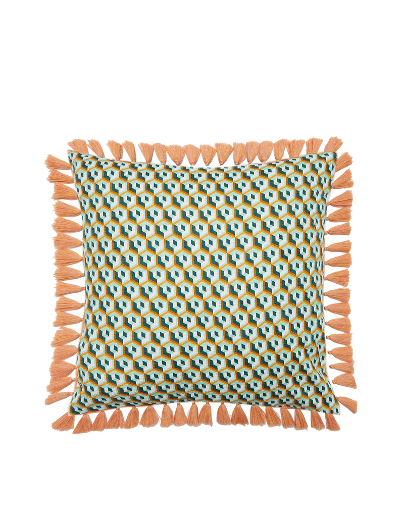La DoubleJ Cushion With Fringes (50X50) La DoubleJ Cushion With Fringes (50X50) Cubi Verde CUS0009COT005CUB0007