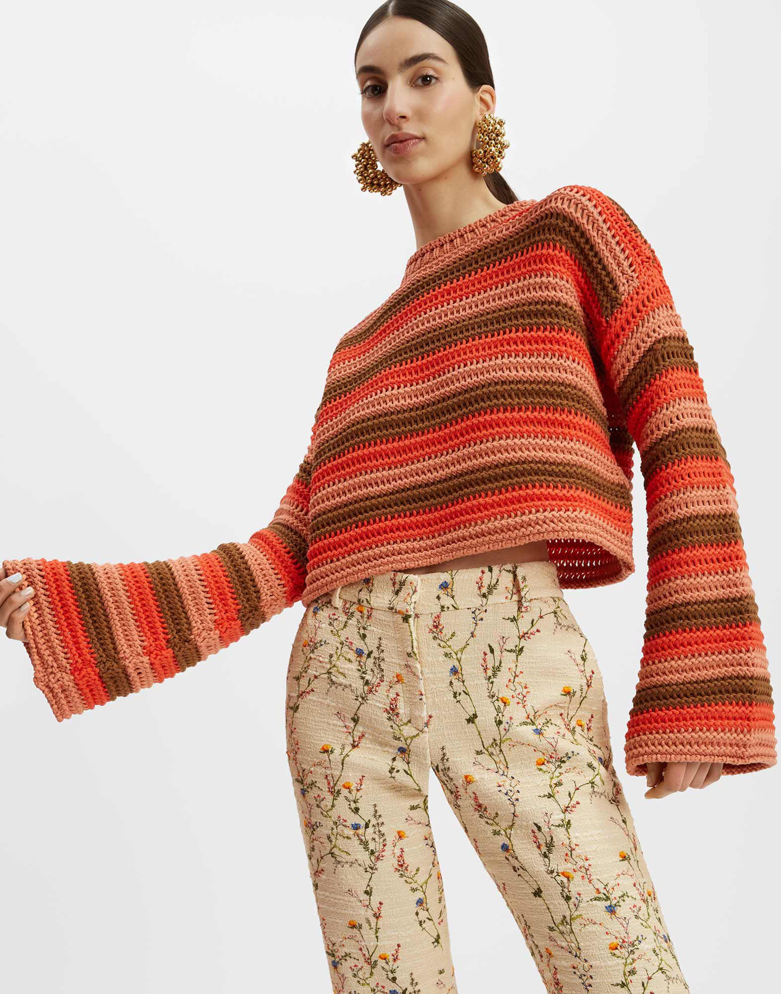 La DoubleJ multicolour-stripe knitted shorts - Green