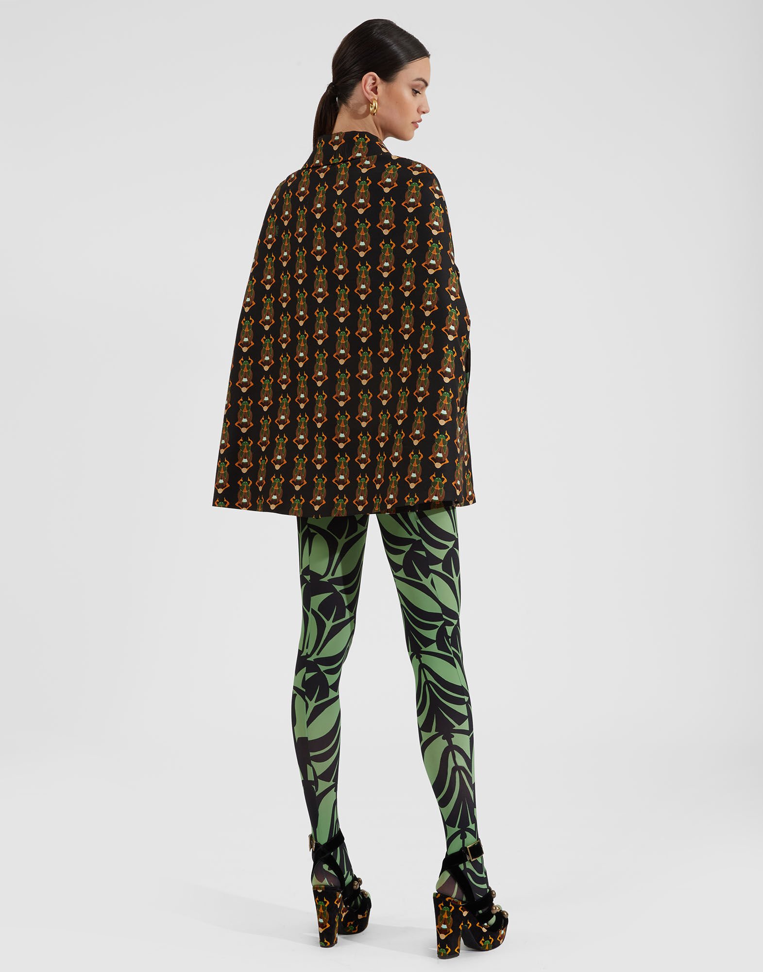 La DoubleJ Printed Tights Papyrus Green SOC0013NYL008PAY01GR02