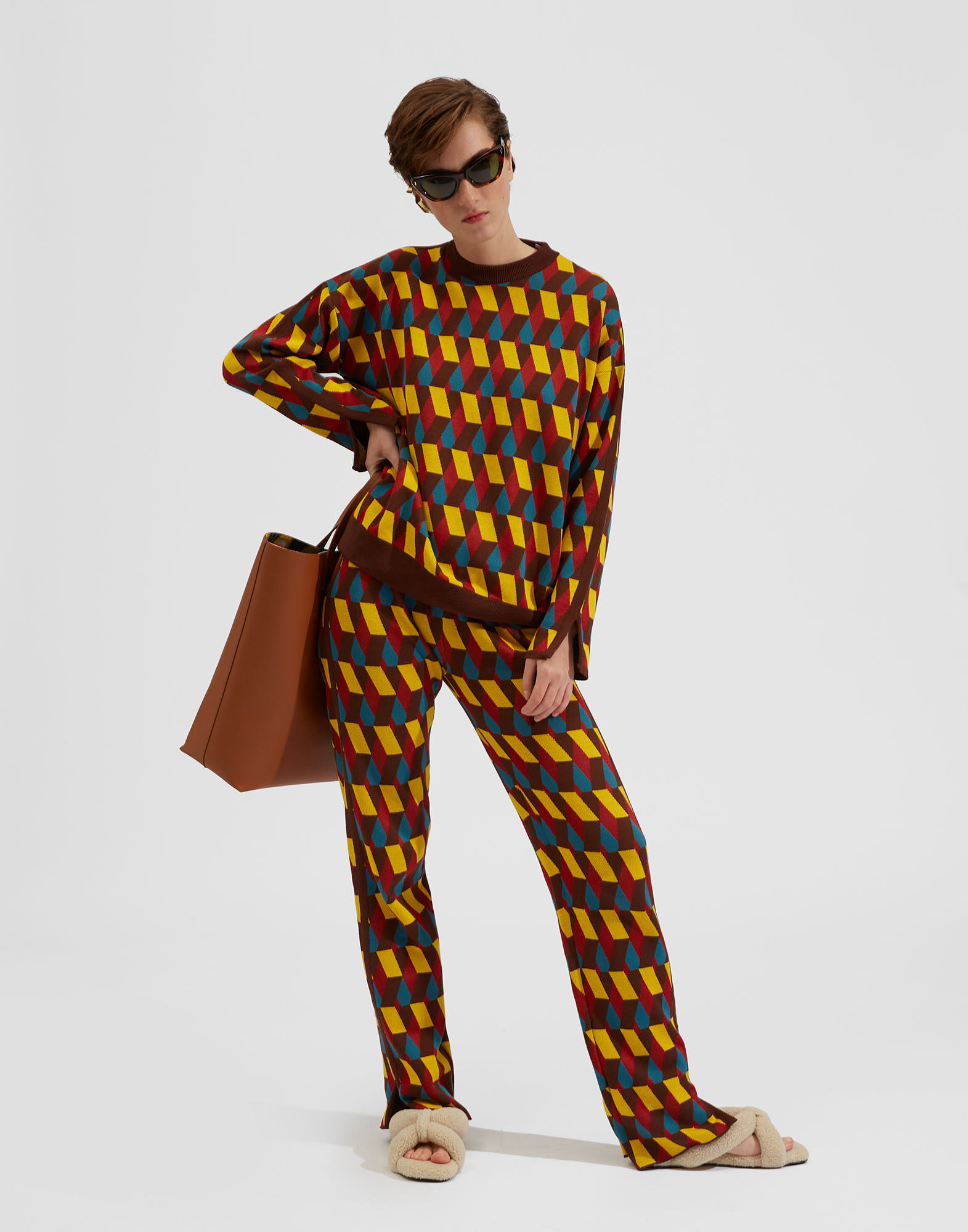 La DoubleJ Knit Leisure Jogger Giallo / Moro / Azzurro TRO0045KNI044VAR0145