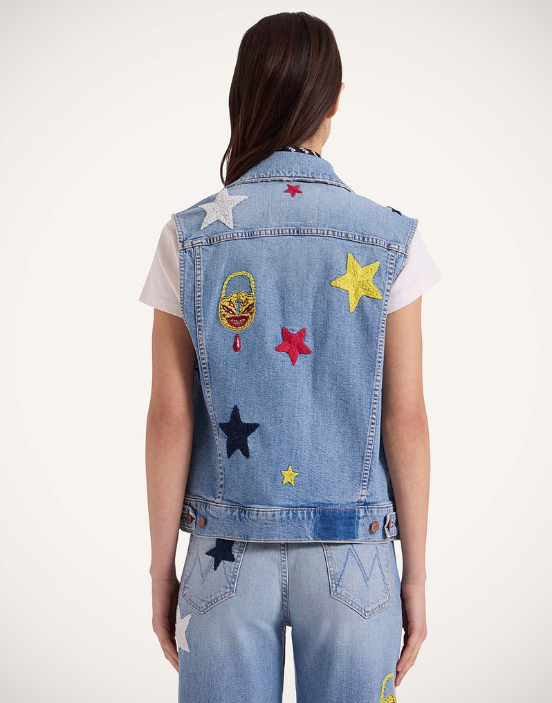 La DoubleJ The Clean Armhole Drifter Vest La DoubleJ The Clean Armhole Drifter Vest Star Of The Show Blue JAC0139DEN011STA03BU03