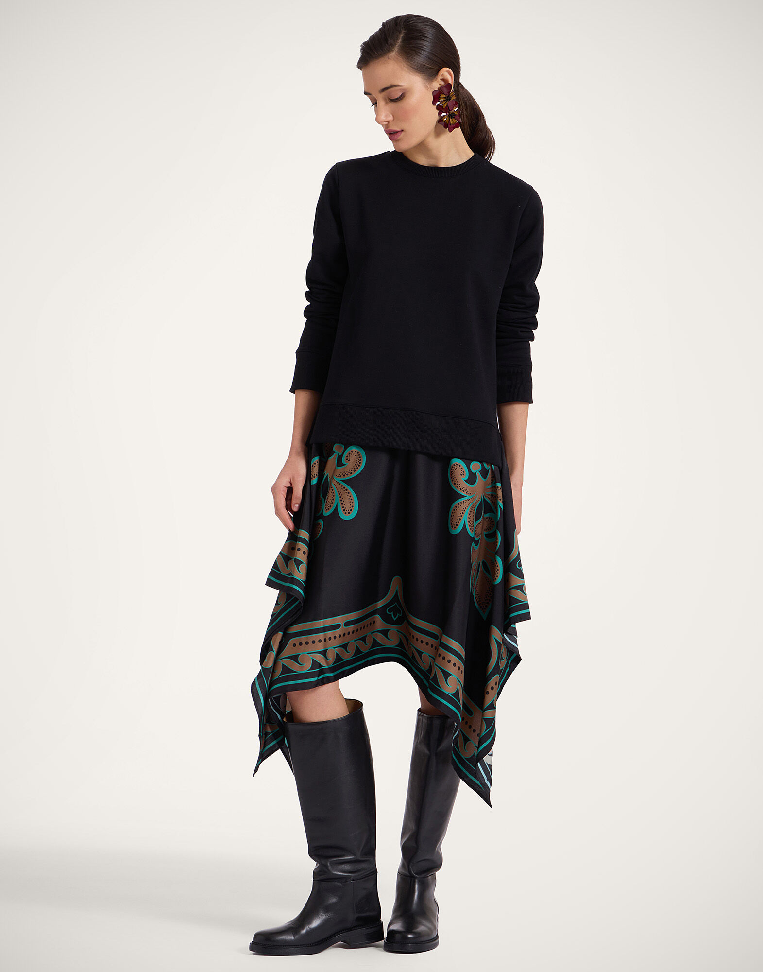 La DoubleJ Sporty Foulard Dress Herald Plac&eacute;e Black DRE0639JER040ALD02BL01