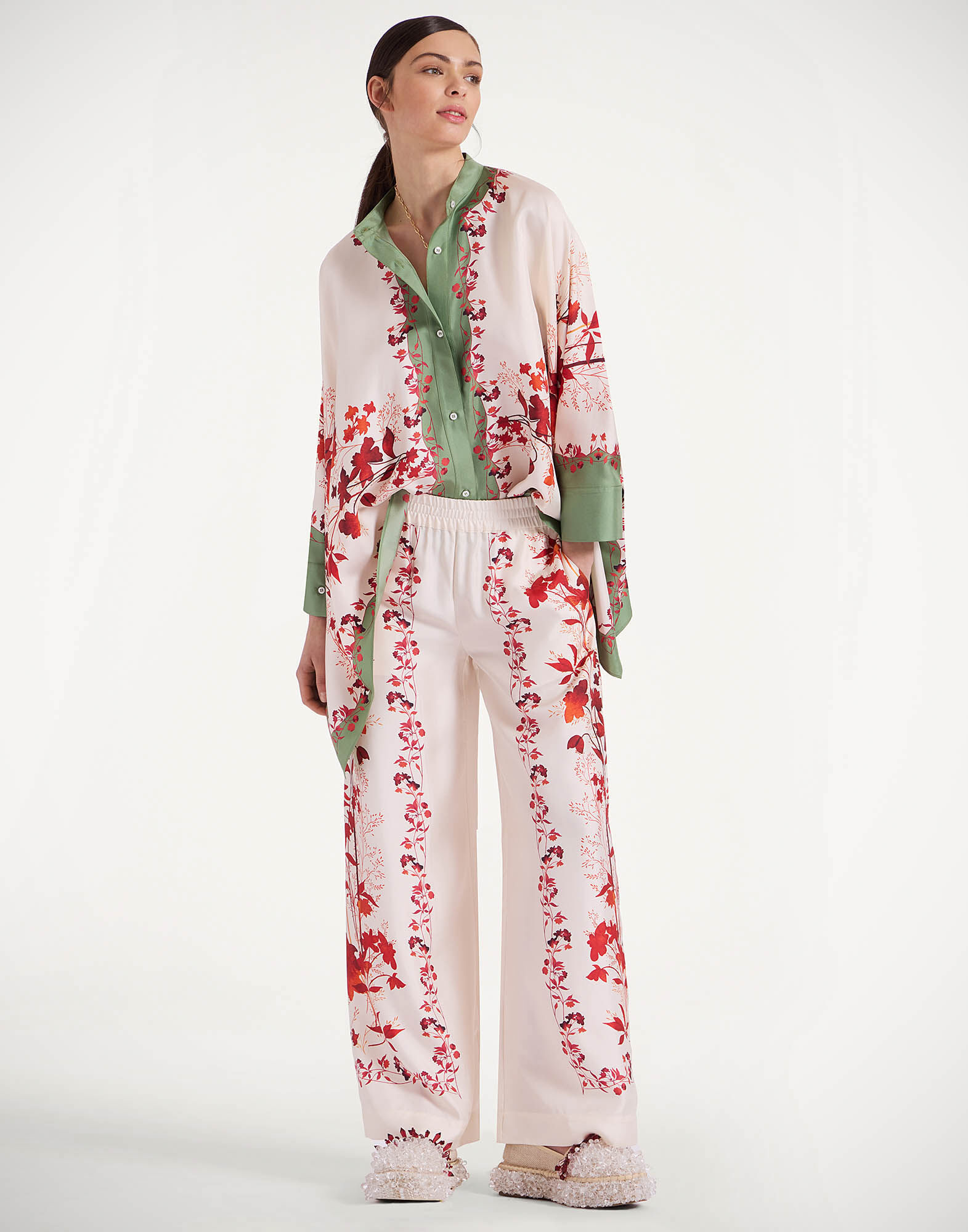 La DoubleJ Foulard Shirt Woodland Plac&eacute;e Camouflage SHI0059SIL006WOD01GR08