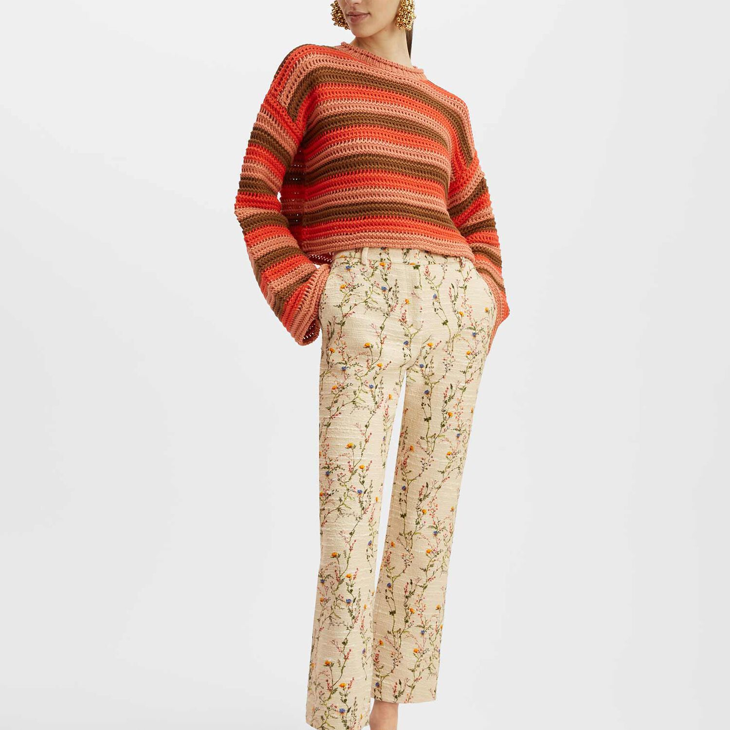 La Doublej Cropped Sweater In Multicolor Red