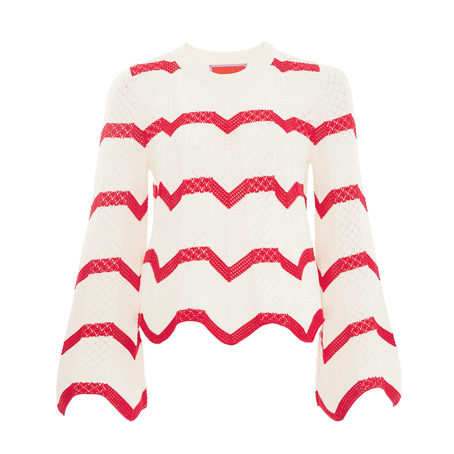 Shop La Doublej Chevron Crop Sweater In Red