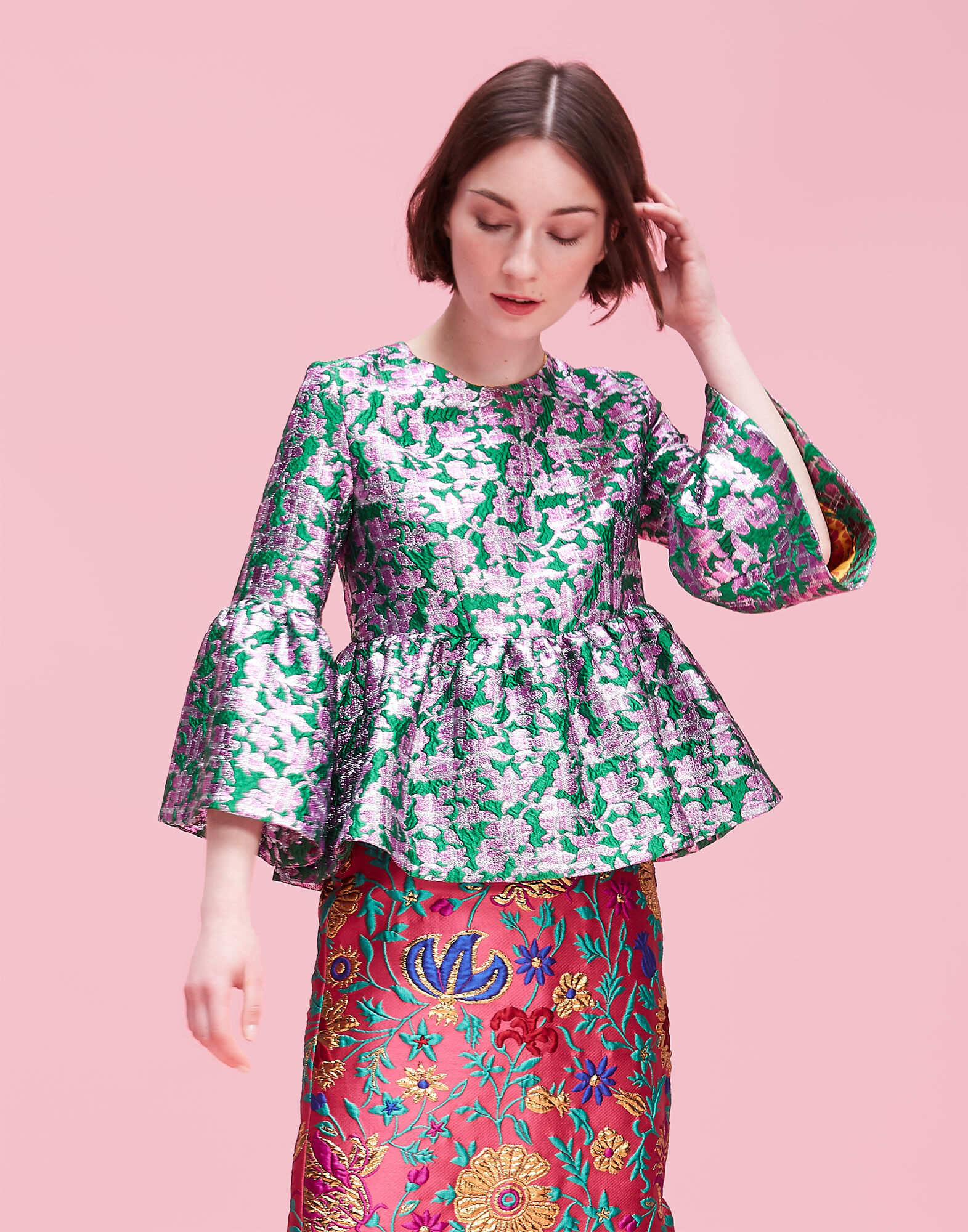 LaDoubleJ Smurfette Top in Check Verde Check Verde SHI0029JAC009CHE0002