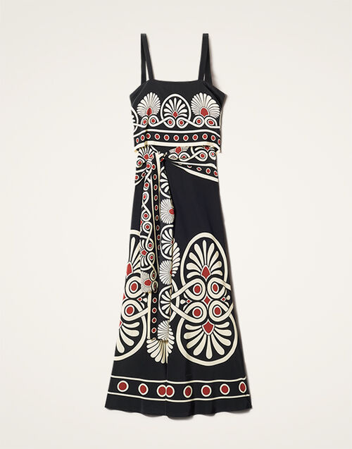 La DoubleJ Slip-Around Dress Medallion Plac&eacute;e Black DRE0562CRE002MED01BL01