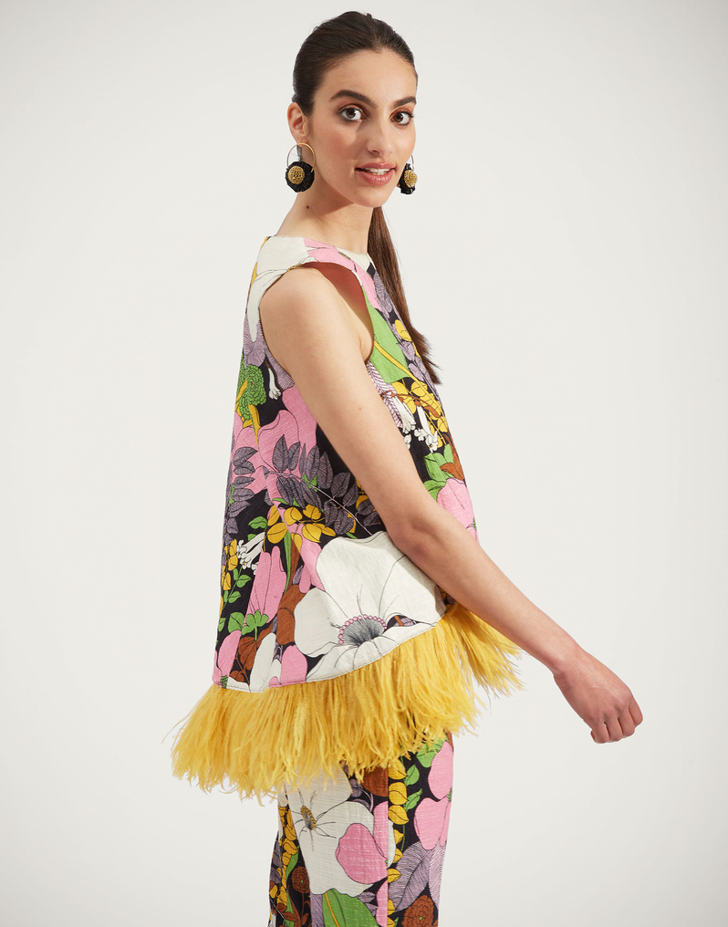 La DoubleJ La Scala Top (With Feathers) La DoubleJ La Scala Top (With Feathers) Big Flower TOP0013COT005BFL0001