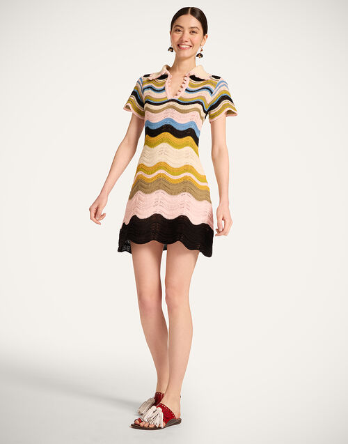 La DoubleJ Chevron Mini Dress Multicolor Geen &  Pink DRE0915KNI158VA499PI01