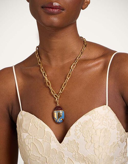 La DoubleJ JJ Scarab Charm 24K Gold Plate & Blue Enamel CHM0023MET002SOLIDBU03