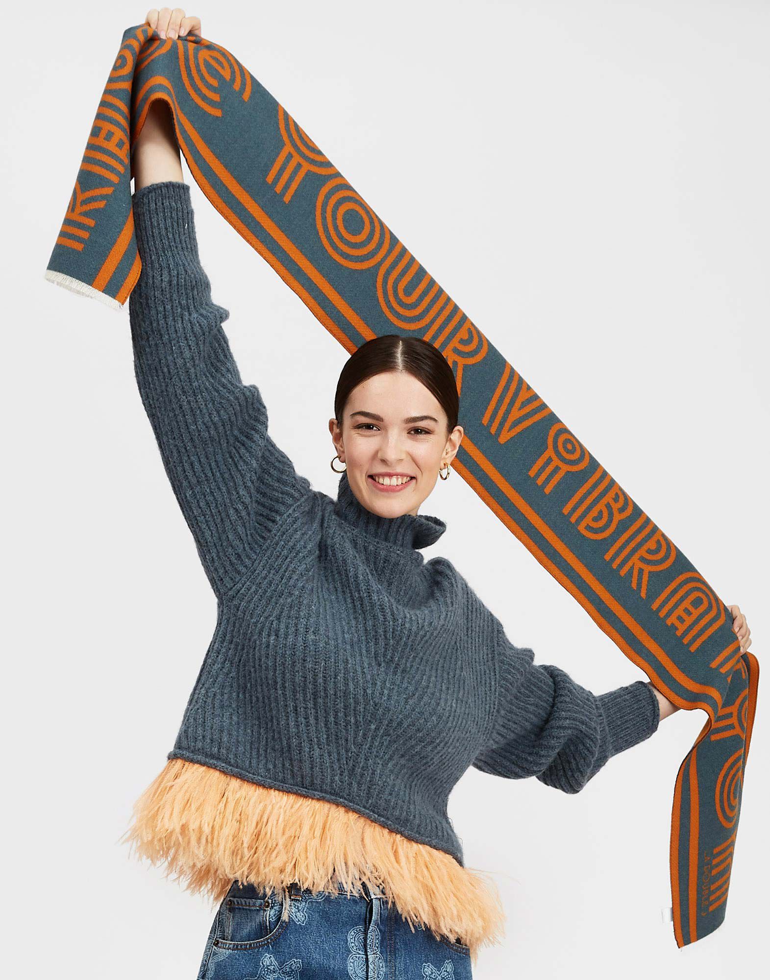 La DoubleJ Raise Your Vibration Scarf Dark Green SCA0045WOL015SOLIDGR03