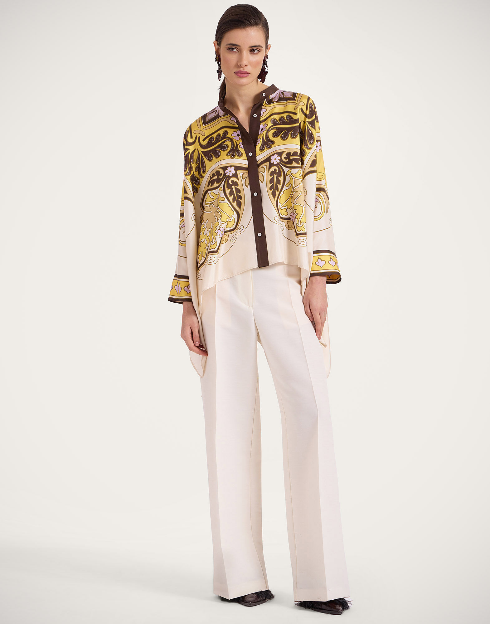 La DoubleJ Foulard Shirt Spells Plac&eacute;e Yellow SHI0059SIL006SPE01YE02