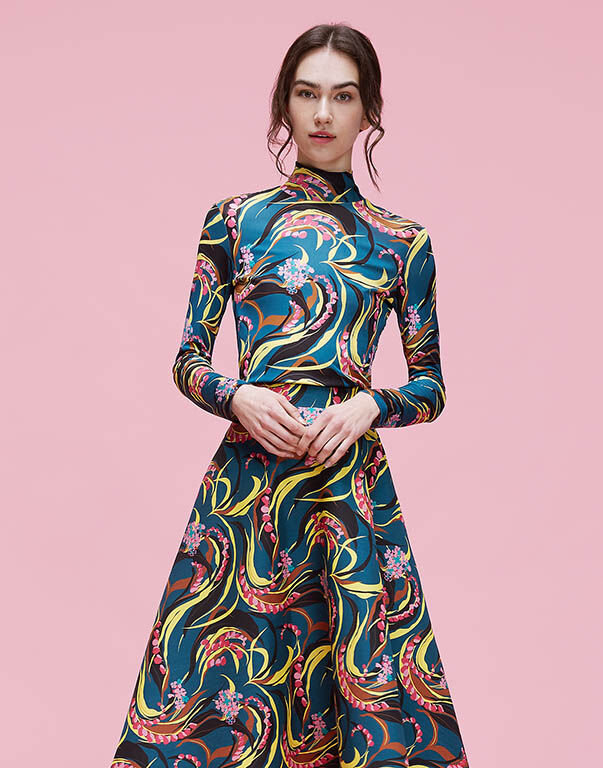 LaDoubleJ Turtleneck Windy Flowers Blu SHI0030JER003WIN0002