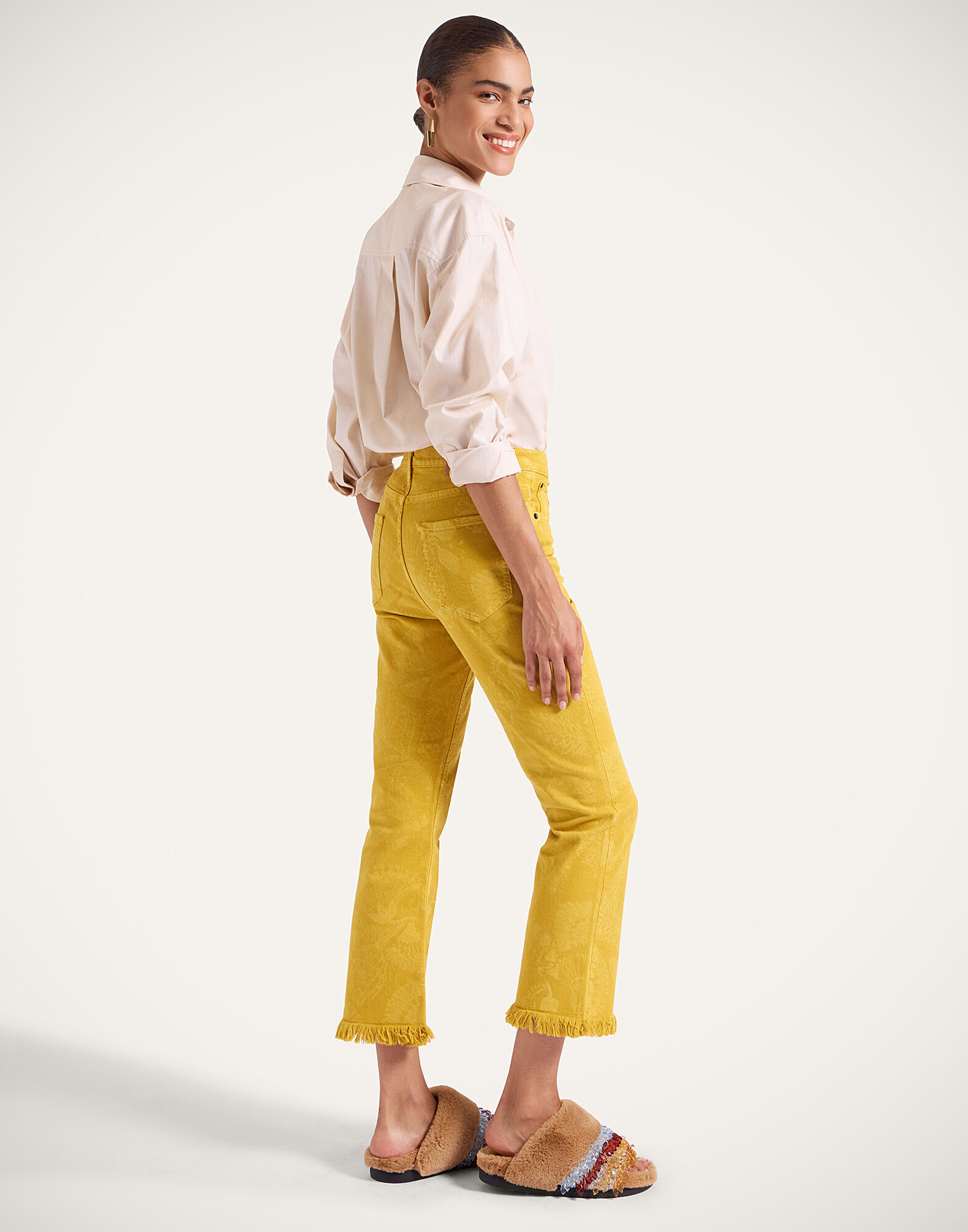 La DoubleJ Fancy Crop Jeans Sicomore Yellow TRO0108DEN001SIC03OR06