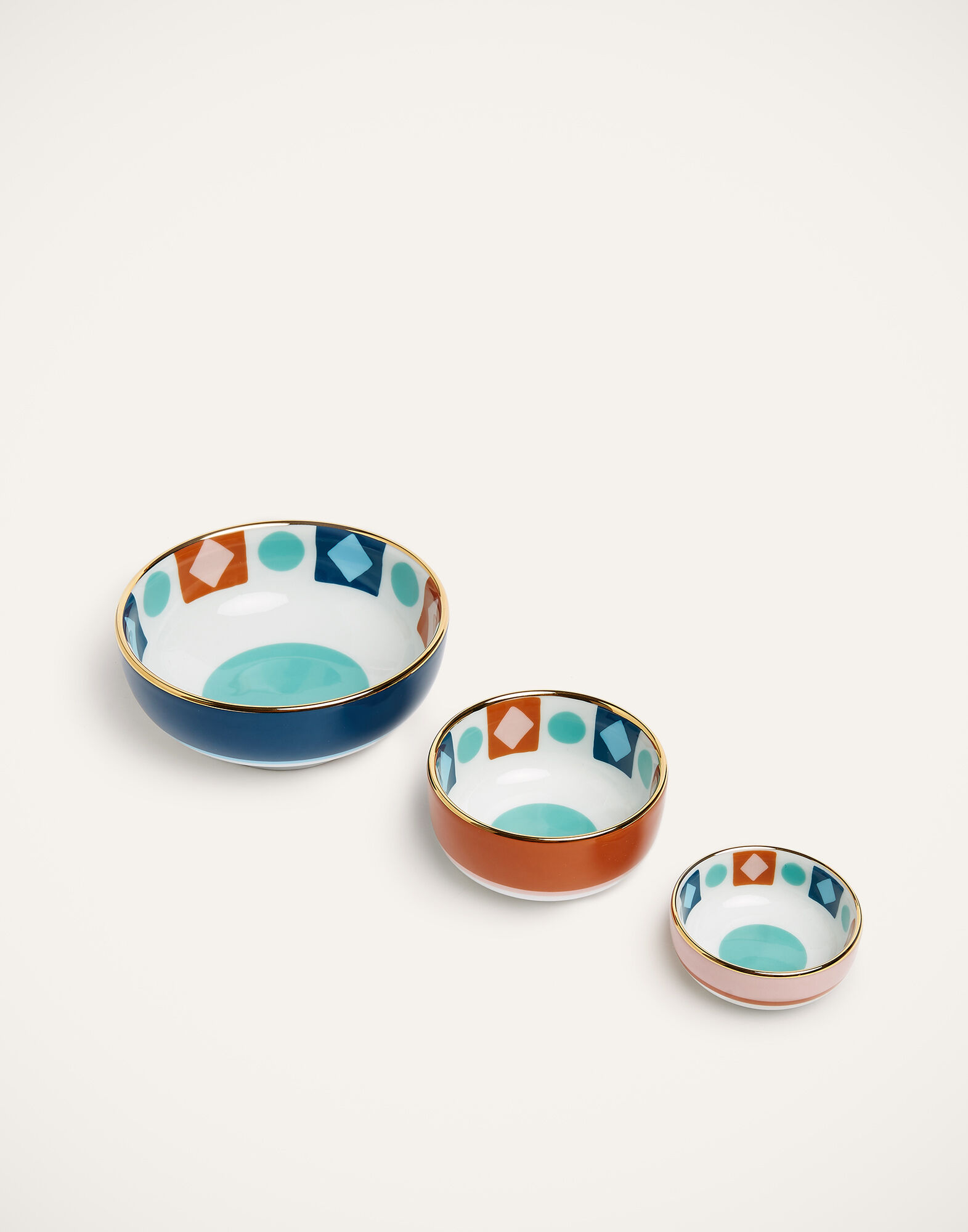 La DoubleJ Nesting Bowls Set Diamond Dots CIO0004CER001CHA0004