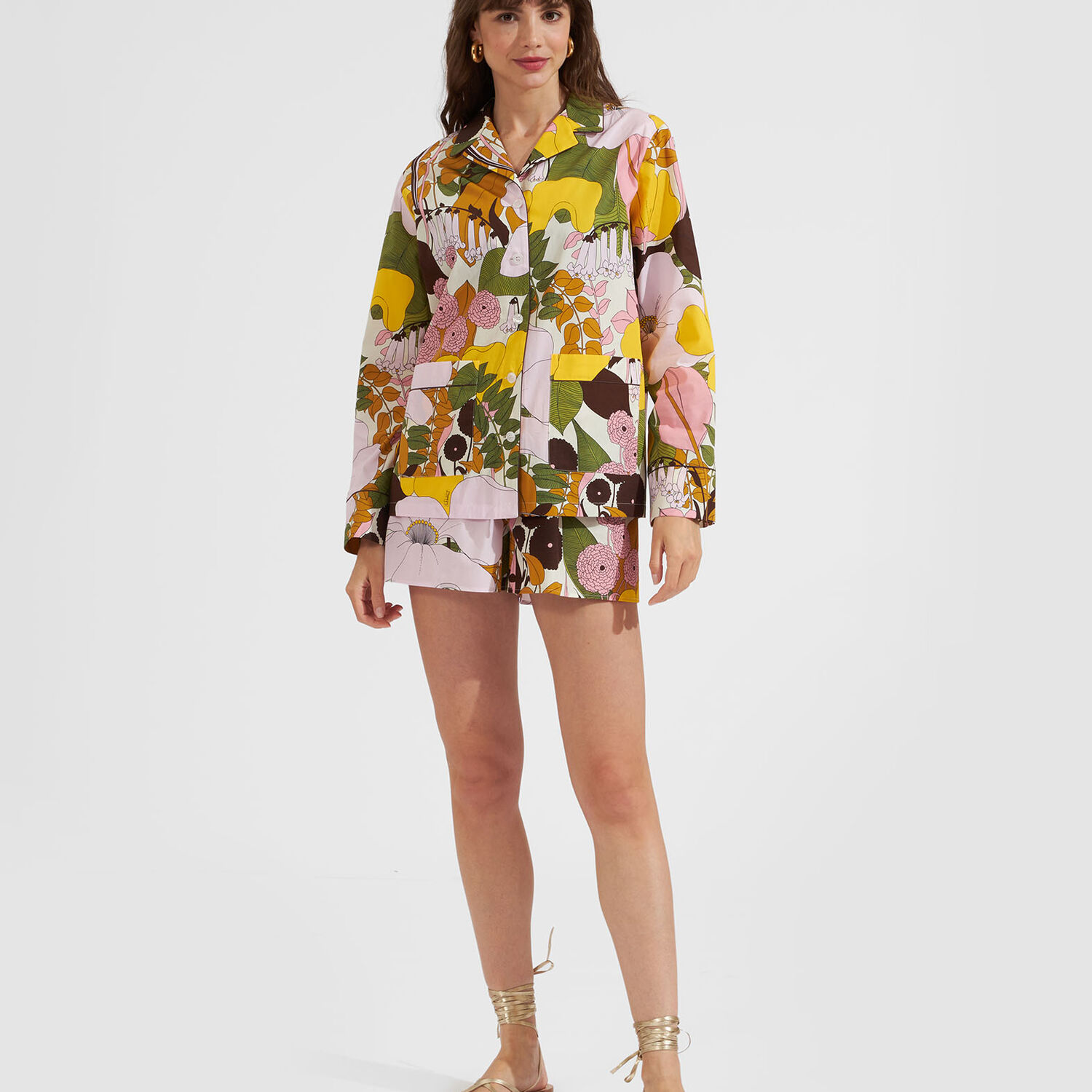 La Doublej La Double J Hammock Shirt In Big Flower Rose