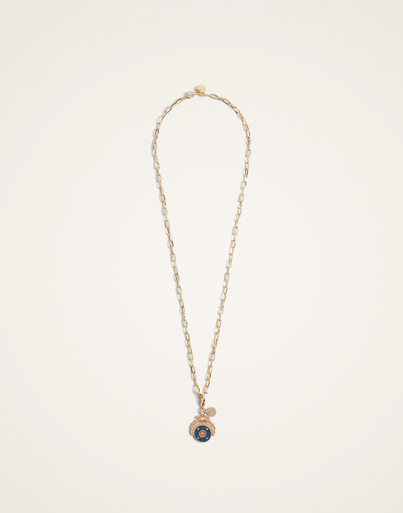 La DoubleJ Medallion Charm La DoubleJ Medallion Charm 24k Gold Plate & Blue Enamel CHM0009BRA003SOLIDBU03