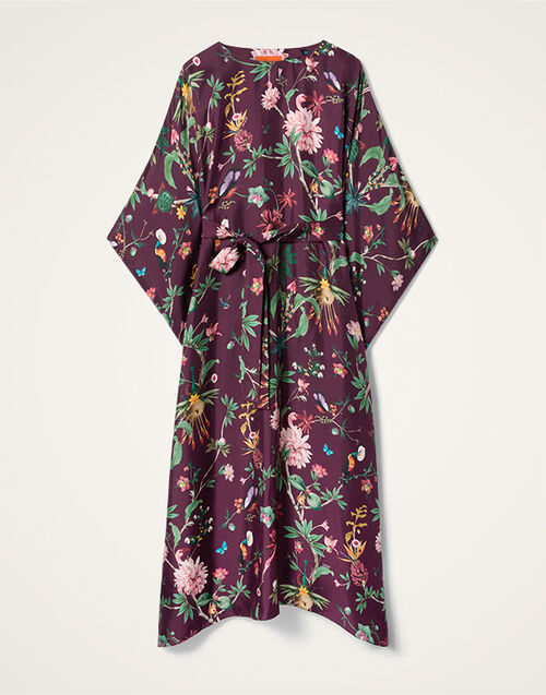 La DoubleJ Square Kaftan Zooflora Burgundy DRE0369SIL001ZOF02RE02